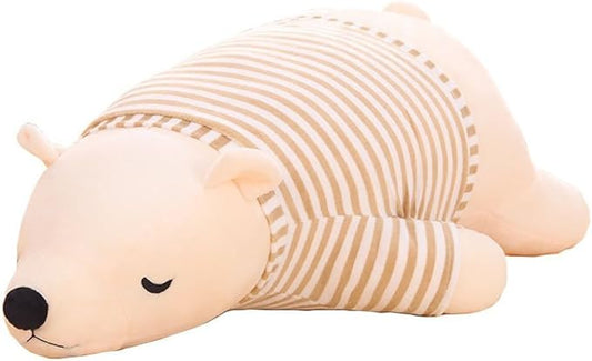 MMTTAO Stuffed Polar Bear Animal Plush Toy 24 Inch Large White Sleeping Bear Animal Stuff Soft Plushies Cute Dolls Collection Huggable Throw Pillow Cushion Gifts for Kids Children Boys Girls, 24Inches