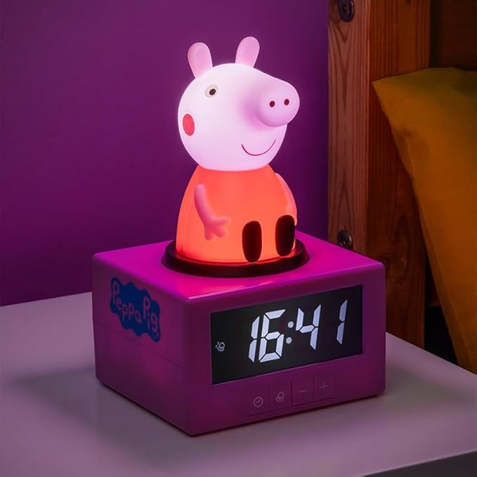 Paladone Peppa Pig Figure Alarm Clock - Officially Licensed, Kids Bedroom Night Light, Accessories & Decor