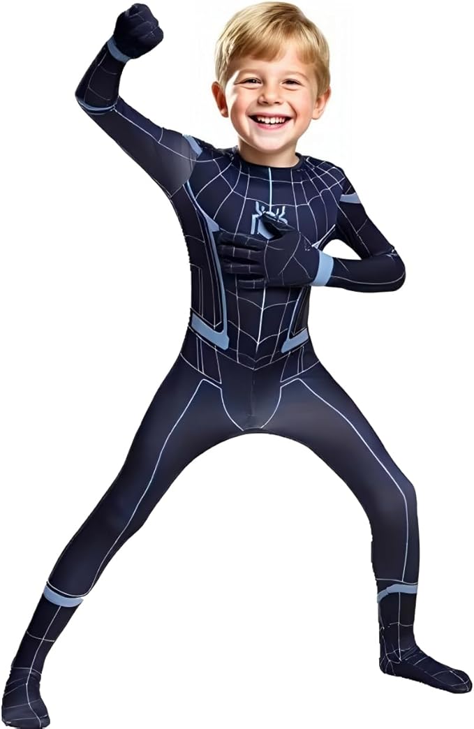 Kids Superhero Costumes Jumpsuit with Mask - Halloween Spandex Cosplay Suit Bodysuit for Boys