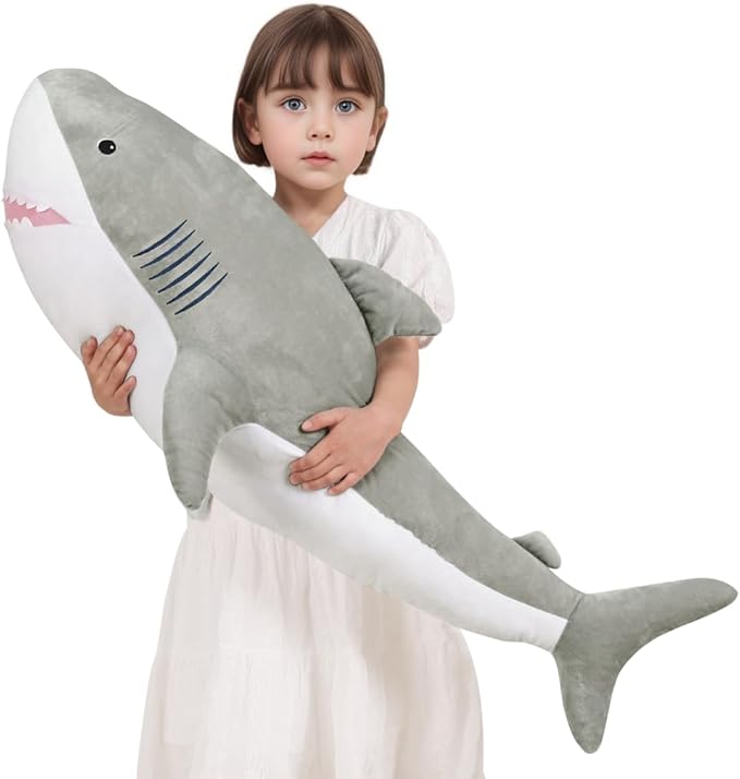 40 Inch Giant Shark Stuffed Animal Large Soft Body Plushies,Cute Big Shark Doll Pillow Plush Toy,Gift for Boy Girl Kids Birthday Valentines
