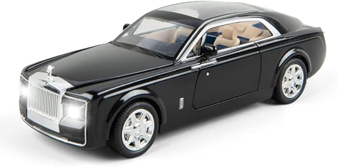 1/24 Rolls-Royce Sweptail Toy Car Alloy Diecast Collectible Model Car for Kids Gift, Pull Back Toy Car with Sound and Light, Classic Double Door, Car Logo Can be Folded