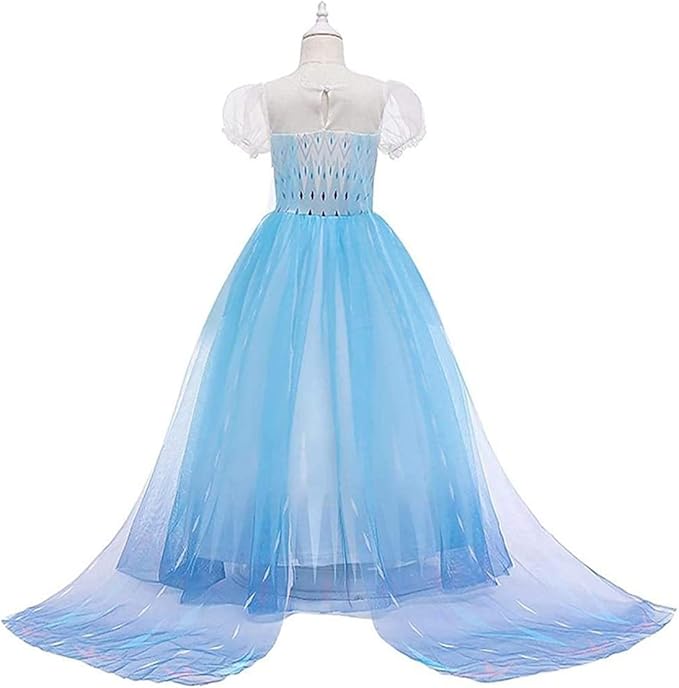 REXREII Little Girls Princess Dress Frozen Elsa Costume Halloween Cosplay Christmas Birthday Party Gown w/Accessories