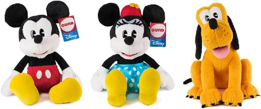 Donna's Home Emporium GND Dsney Officially Licensed 14" Plush 3 Piece Bundle, Pluto, Mickey Mouse and Minnie Mouse