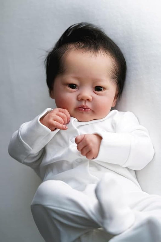 Reborn Baby Dolls Rooted Hair 19 inch Real Life Realistic Newborn Baby Dolls Full Body Squishy Lifelike Poseable Cloth Body Weighted Real Looking Bebe Kids Gifts