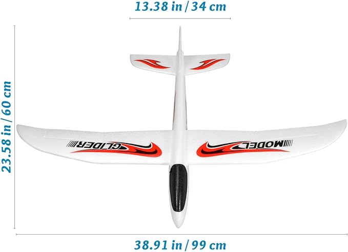 NUOBESTY Airplane Toy, 39" Large Throwing Glider Plane Outdoor Toys Foam Glider Airplane for Kids Flying Plane Toys for Boys, Girls to Play Outdoors, Party Favor
