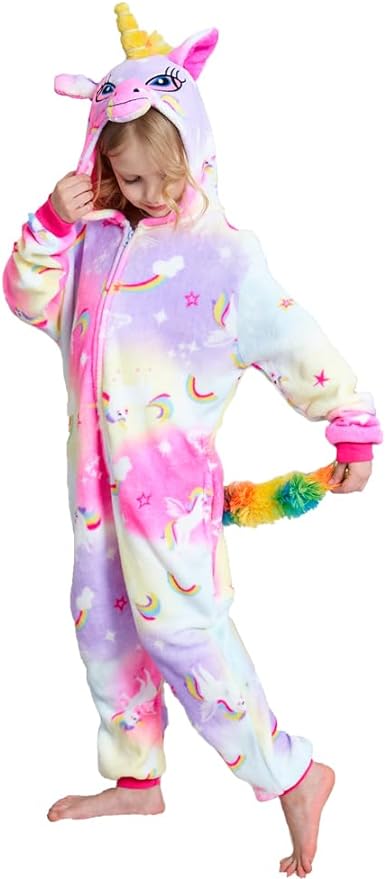 Kids Unicorn Onesie Pajamas One-Piece Cosplay Costume Animal Sleepwear Girls And Boys