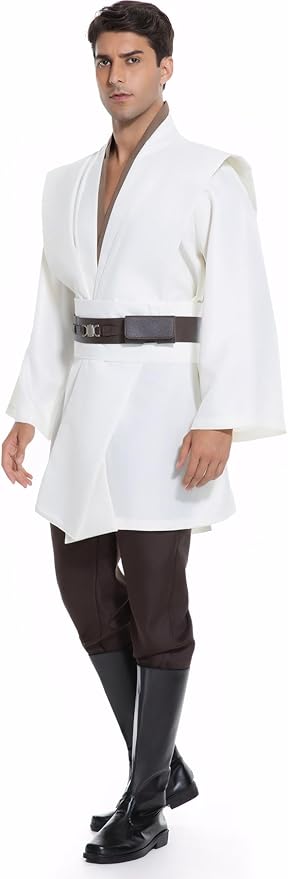 Men's Hooded Robe Tunic Cosplay Costume Knight Cloak Tunic Uniform Pants with Belt Full Set Halloween Outfits