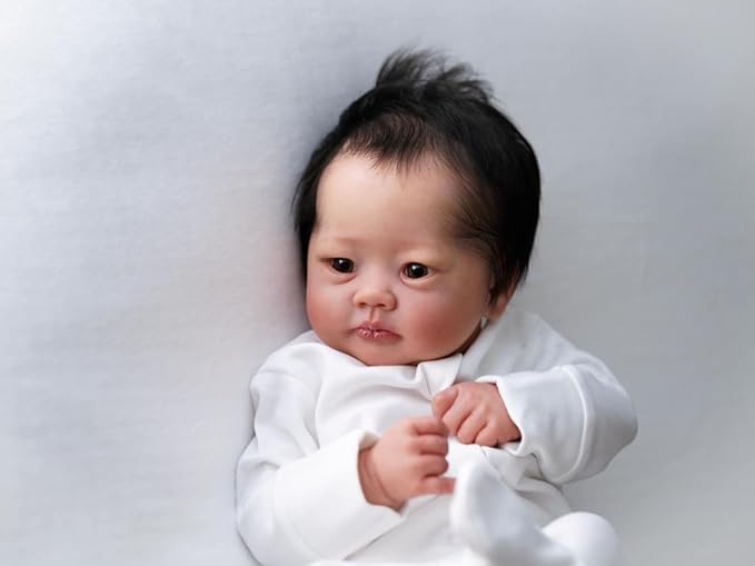 Reborn Baby Dolls Rooted Hair 19 inch Real Life Realistic Newborn Baby Dolls Full Body Squishy Lifelike Poseable Cloth Body Weighted Real Looking Bebe Kids Gifts