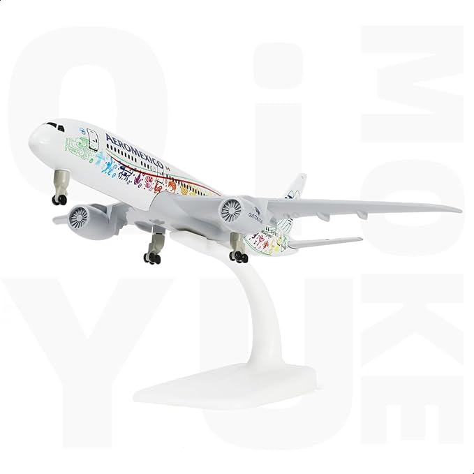 1/300 Mexico 787 Diecast Metal Airplane Model Kits for Boeing 787 Model Plane with Display Stand (7.5-inch L) for Adult Aviation AA Plane Models Gifts or Desktop Decorations