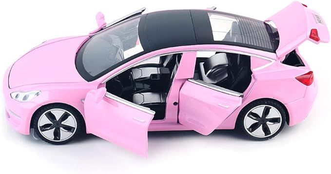 Diecast Toy Car Model 3 Car Model,Zinc Alloy Simulation Casting car Model Pull Back Vehicles,1:32 Scale Mini Vehicles Toys with Lights and Music for Toddlers Kids Children Birthday Gift (Pink)