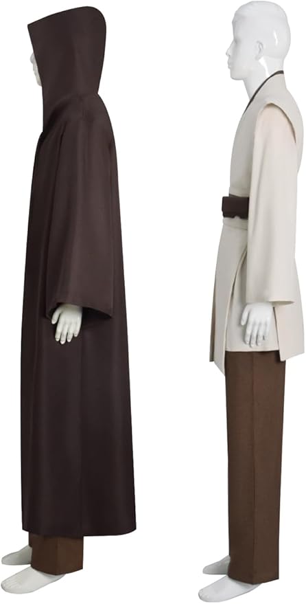 Mens Cosplay Costume White Tunic Hooded Cloak Robe Uniform Suit Halloween Outfit