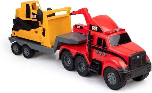 CAT Construction Toys, Heavy Movers, Semi Firetruck and Trailer with Bulldozer, Lights & Sounds, Ages 3 and up