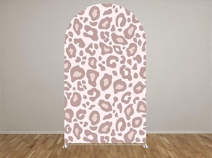 3x5ft Double-Sided Stretchy Arch Stand Covers for Wild Birthday,Leopard Prints Pattern Chiara Backdrops Arched Stretchy Fabric Covers, Junlge Safari Parties Banner GX-318