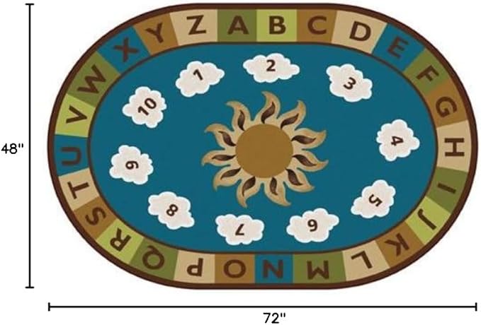 Carpets for Kids 94704 Sunny Day Learn & Play Nature Colors 4ft x 6ft Oval Brown