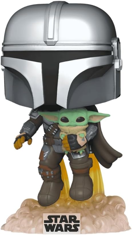 Pedro Pascal The Mandalorian Flying with Jet Pack #402 Facsimile Signed Reprint Laser Autographed Funko POP! Movies Star Wars Figurine with Protector Case
