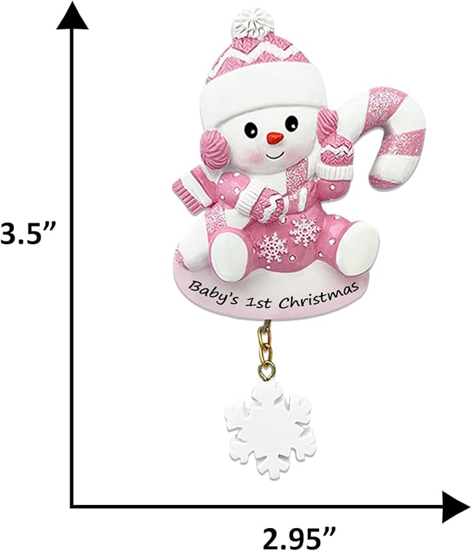 Personalized Ornament Baby's First Christmas 2025 Snowbaby Xmas Tree Decoration Pink Artisanal Custom Ornaments with Name & Year Decoration Gifts for New Born Baby Girl