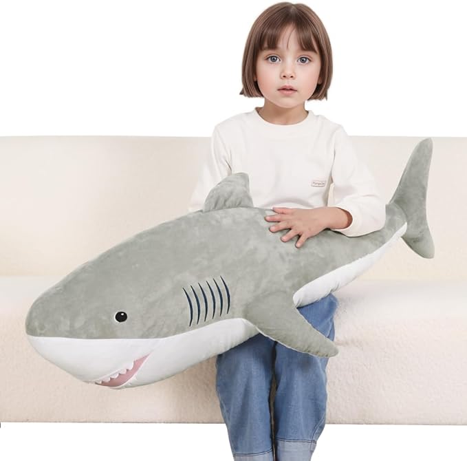 40 Inch Giant Shark Stuffed Animal Large Soft Body Plushies,Cute Big Shark Doll Pillow Plush Toy,Gift for Boy Girl Kids Birthday Valentines
