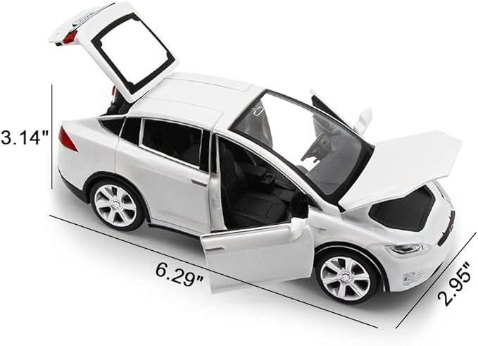 1:32 Scale Model X Alloy Car Model Diecast Toy Vehicles for Kids, Tesla car Model，Pull Back Alloy Car with Lights and Music,Mini Vehicles Toys for Kids Gift ，Children Birthday Gift (Model X -White)
