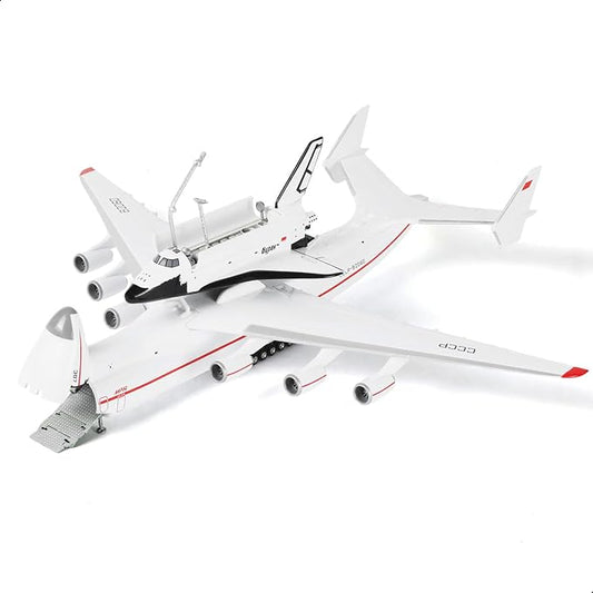 Antonov AN-225 Mriya 1:200 Scale Model Aircraft Kit Carry Buran Space Shuttle Metal Die-cast Transport Aircraft Model with Display Stand Adult Airplane Model Kits Gift