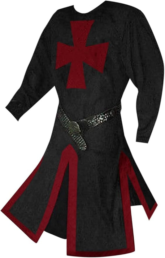 Runcati Mens Medieval Crusader Knights Tunic Renaissance Warrior Templar Cosplay Costumes Tops