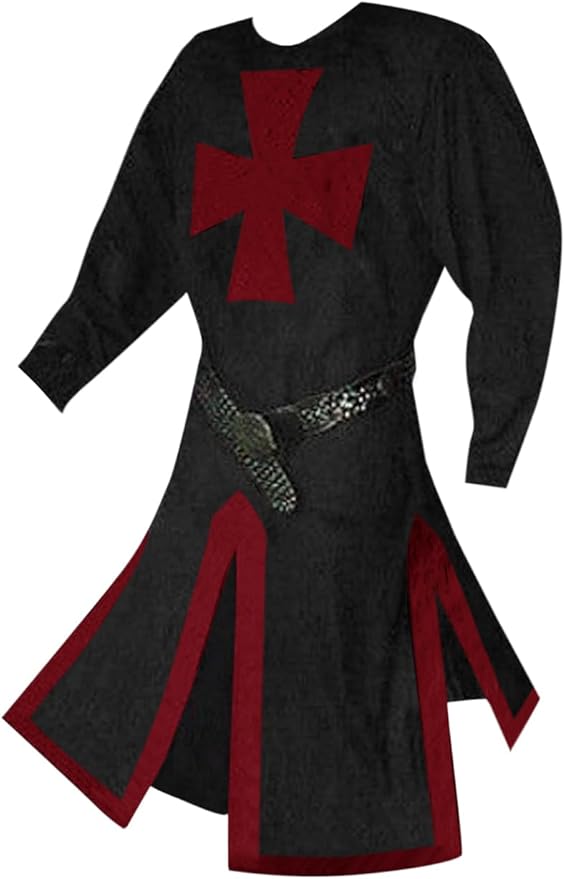 Runcati Mens Medieval Crusader Knights Tunic Renaissance Warrior Templar Cosplay Costumes Tops