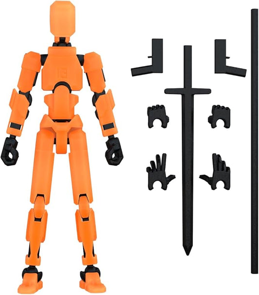 MerryXD T13 Action Figure,Assembly Completed Dummy Nova Tintan Lucky 13 Action Figure 3D Printed Multi-Jointed Movable Toy Orange