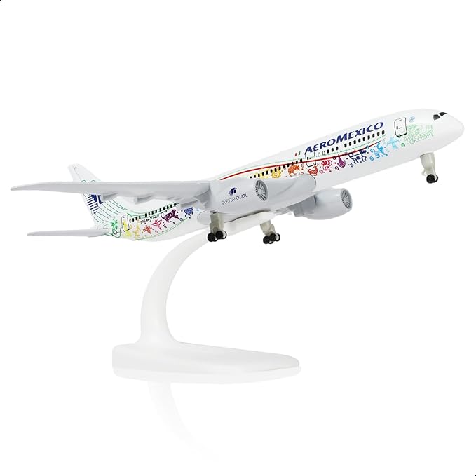 1/300 Mexico 787 Diecast Metal Airplane Model Kits for Boeing 787 Model Plane with Display Stand (7.5-inch L) for Adult Aviation AA Plane Models Gifts or Desktop Decorations