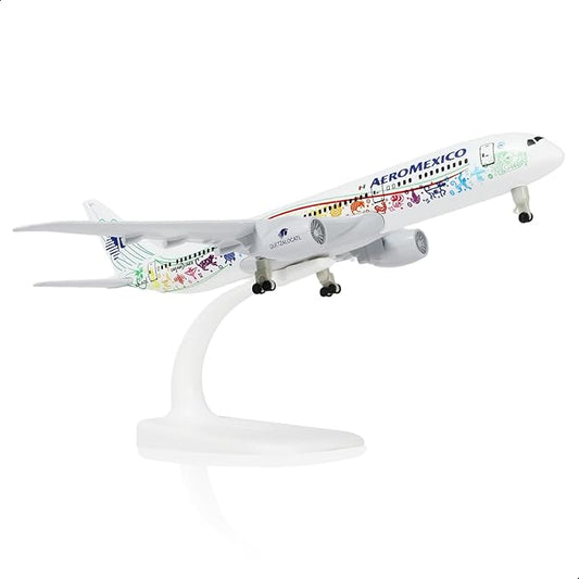 1/300 Mexico 787 Diecast Metal Airplane Model Kits for Boeing 787 Model Plane with Display Stand (7.5-inch L) for Adult Aviation AA Plane Models Gifts or Desktop Decorations