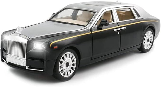 1/24 Diecast Car Model Rolls-Royce Phantom Toy Car, Alloy Collectible Phantom Replica Pull Back Model Car Vehicles with Sound and Light for Kids Boys Girls Birthday Gift