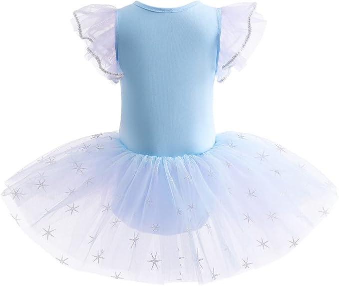 DYMCII Baby Girls Princess Ballet Dress Short Sleeve Leotards Skirted Tutu Dancewear Halloween Christmas Party Fancy Costume