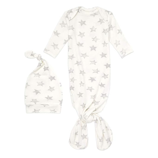 aden + anais Snuggle Knit Knotted Newborn Baby Gown and Hat Set 0-3 Months Star