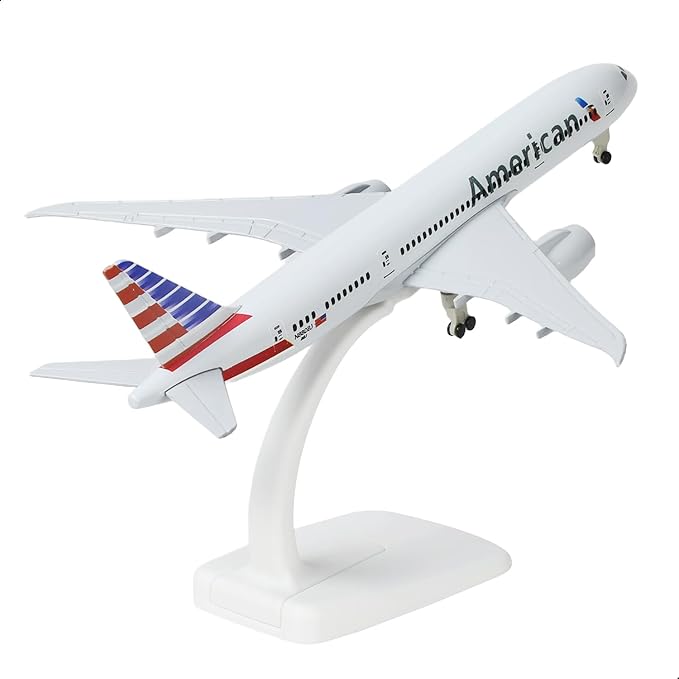 1/300 American 787 Diecast Metal Airplane Model Kits for Boeing 787 Model Plane with Display Stand (7.5-inch L) for Adult Aviation AA Plane Models Gifts or Desktop Decorations