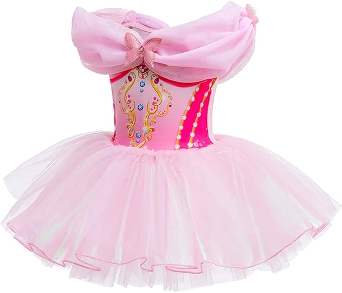 DYMCII Baby Girls Princess Ballet Dress Short Sleeve Leotards Skirted Tutu Dancewear Halloween Christmas Party Fancy Costume