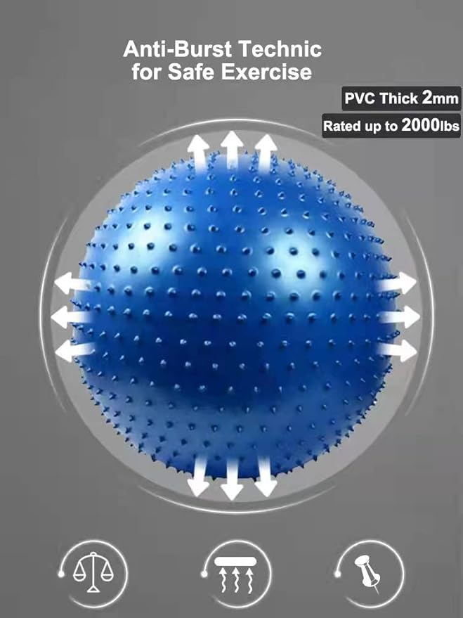 Large Sensory Massage Ball for Kids, Pack of 2 33.5" 85CM Bouncy Exercise Balls for Toddlers, Big Inflatable Toys with Tactile Spikes, Outdoor Giant Yoga Balls, Large Beach Ball