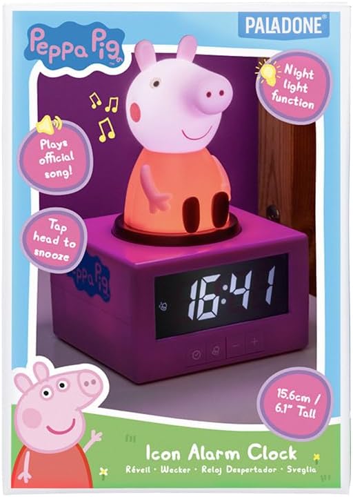 Paladone Peppa Pig Figure Alarm Clock - Officially Licensed, Kids Bedroom Night Light, Accessories & Decor