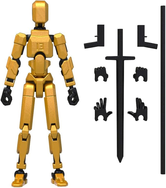 MerryXD T13 Action Figure,Assembly Completed Dummy Nova Titan Lucky 13 Action Figure 3D Printed Multi-Jointed Movable Toy Golden