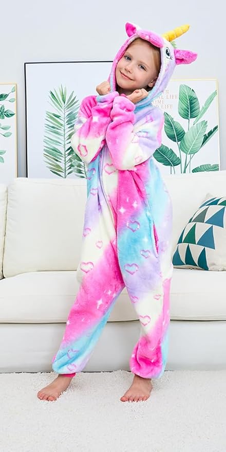 Kids Unicorn Onesie Pajamas One-Piece Cosplay Costume Animal Sleepwear Girls And Boys