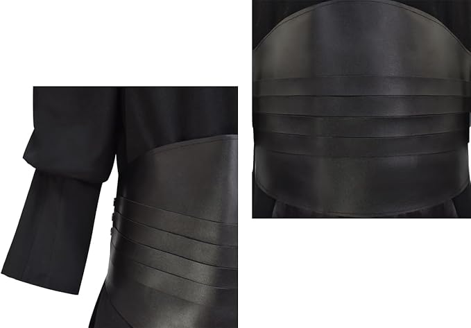 Mens Cosplay Costume Black Tunic Hooded Cloak Robe Suit Uniform Halloween Outfit