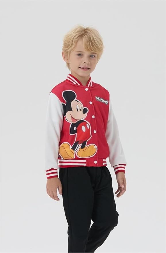 Disney Minnie Mickey Stitch Princess Frozen Elsa Marvel Jacket Lightweight Coat Button up Color Block Sweatshirt 2-14 Years