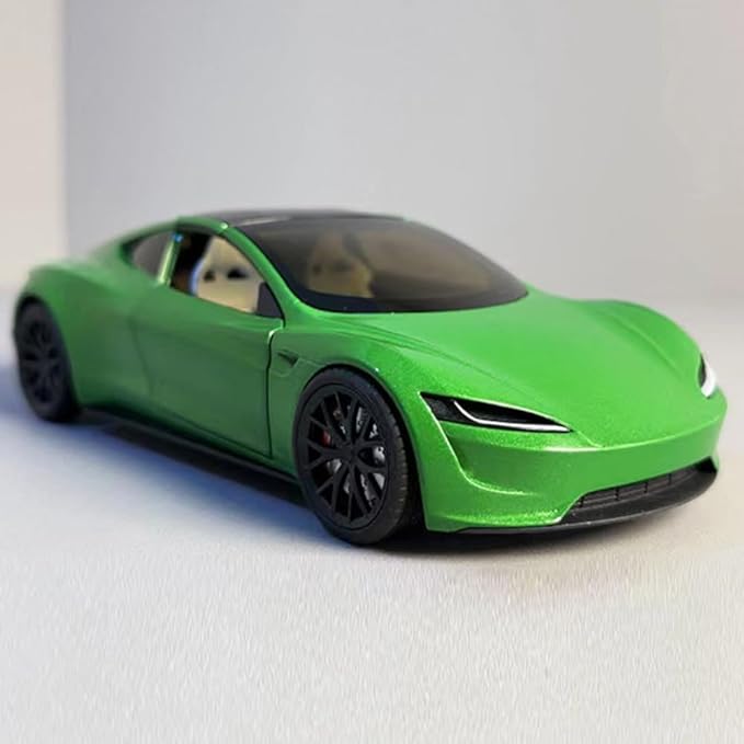 1/24 Diecast Roadster Model Car with Pull Back Function, Sound and Light, Alloy Metal Vehicles Roadster Toy Car Ideal Collectible for Kids Adults Enthusiasts, Great Birthday Gift (Green)
