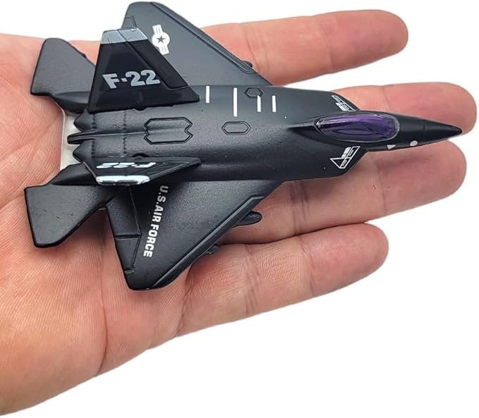 Playmaker Toys - Die-Cast Metal United States Air Force Stealth Aircraft Set, 4.5 Inch, 4-Pack with Pullback Action, B2 Bomber, SR-71 Blackbird, F-117 Nighthawk, F/A-22 Raptor