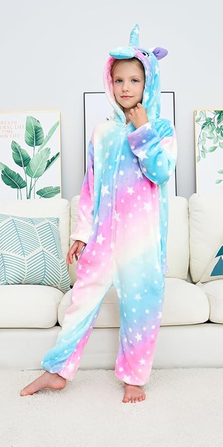 Kids Unicorn Onesie Pajamas One-Piece Cosplay Costume Animal Sleepwear Girls And Boys