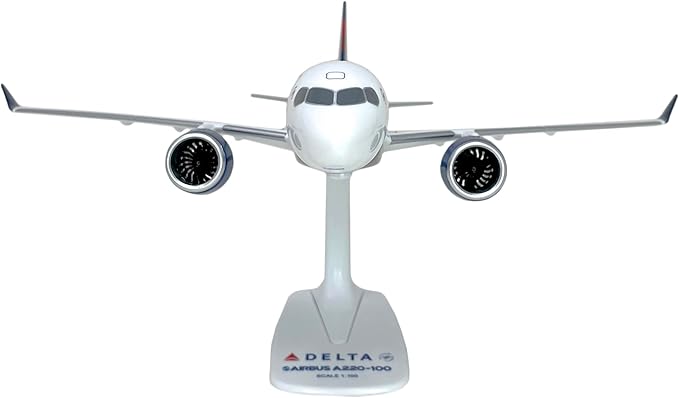 Flight Miniatures Delta (07-Cur) A220-100 1:100 Scale - Plastic Snap-Fit Model Airplane - Collectible Replica of Delta Airlines Aircraft - Part# AAB-22010C-001