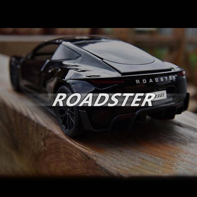 1/24 Diecast Roadster Model Car with Pull Back Function, Sound and Light, Alloy Metal Vehicles Roadster Toy Car Ideal Collectible for Kids Adults Enthusiasts, Great Birthday Gift (Green)