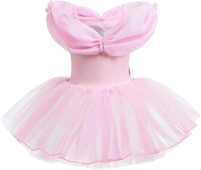 DYMCII Baby Girls Princess Ballet Dress Short Sleeve Leotards Skirted Tutu Dancewear Halloween Christmas Party Fancy Costume