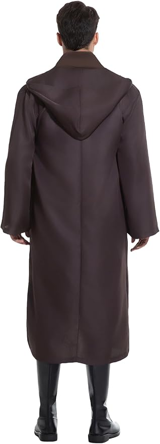 Men's Hooded Robe Tunic Cosplay Costume Knight Cloak Tunic Uniform Pants with Belt Full Set Halloween Outfits