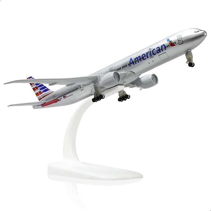 1/300 American 777 Diecast Metal Airplane Model Kits for Boeing 777 Airlines Model Plane with Display Stand (7.5-inch L) for Adult Aviation AA Plane Models Gifts or Desktop Decorations