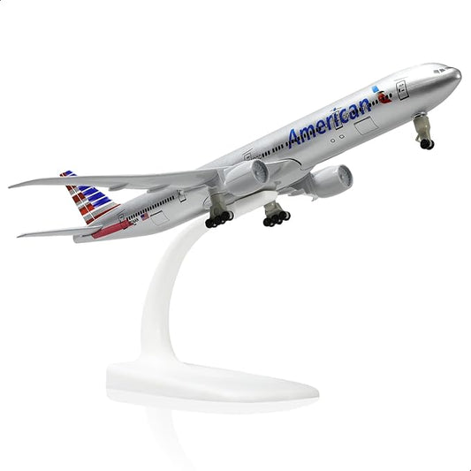 1/300 American 777 Diecast Metal Airplane Model Kits for Boeing 777 Airlines Model Plane with Display Stand (7.5-inch L) for Adult Aviation AA Plane Models Gifts or Desktop Decorations