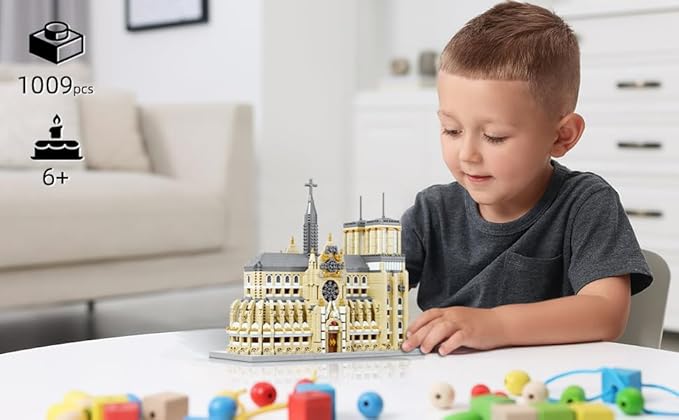 Micro Mini Building Block Sets for Adults, No Compatible with Lego, Notre Dame Cathedral Building Moldel for Home & Office Decor, MOC 3D Creative Model Gifts for Christmas