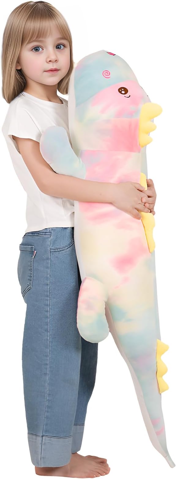 32inch Giant Colorful Dinosaurs Plush Toys Body Pillow, Cute Dinosaur Stuffed Animals Doll, Soft Big Dinosaur Plushies, Gift for Kids Boys, Birthday